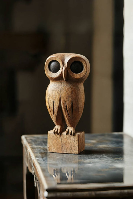 Vintage Carved Wooden Owl