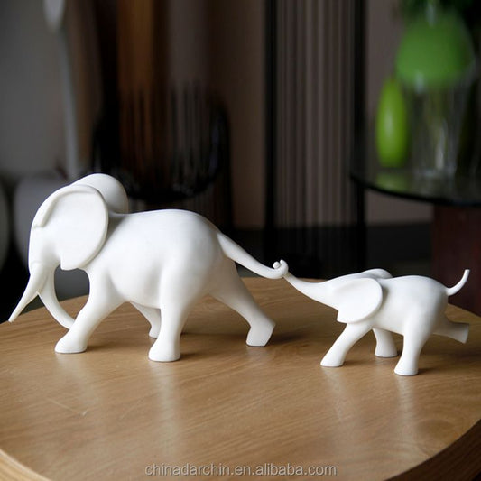 White 2 pieces Horton Elephant Sculpture Showpiece