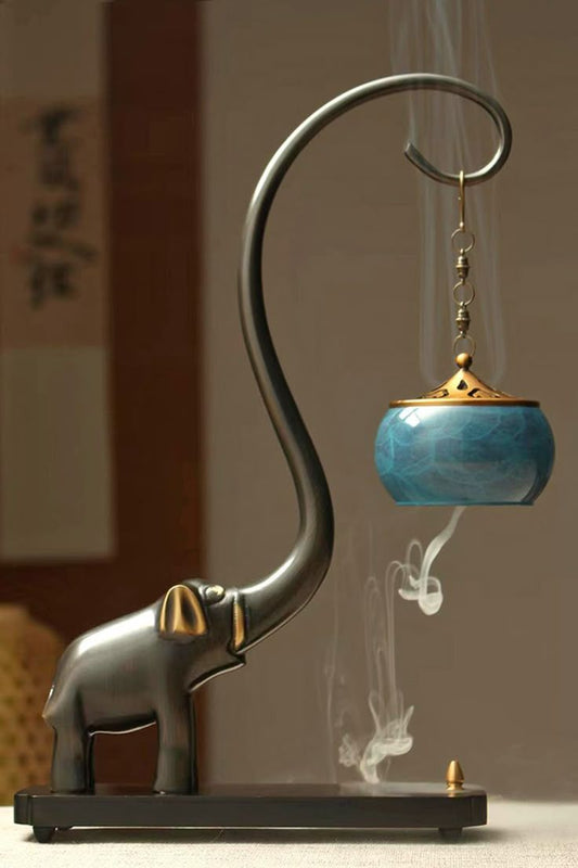 Elephant-Shaped Copper Hanging Backflow Incense Burner